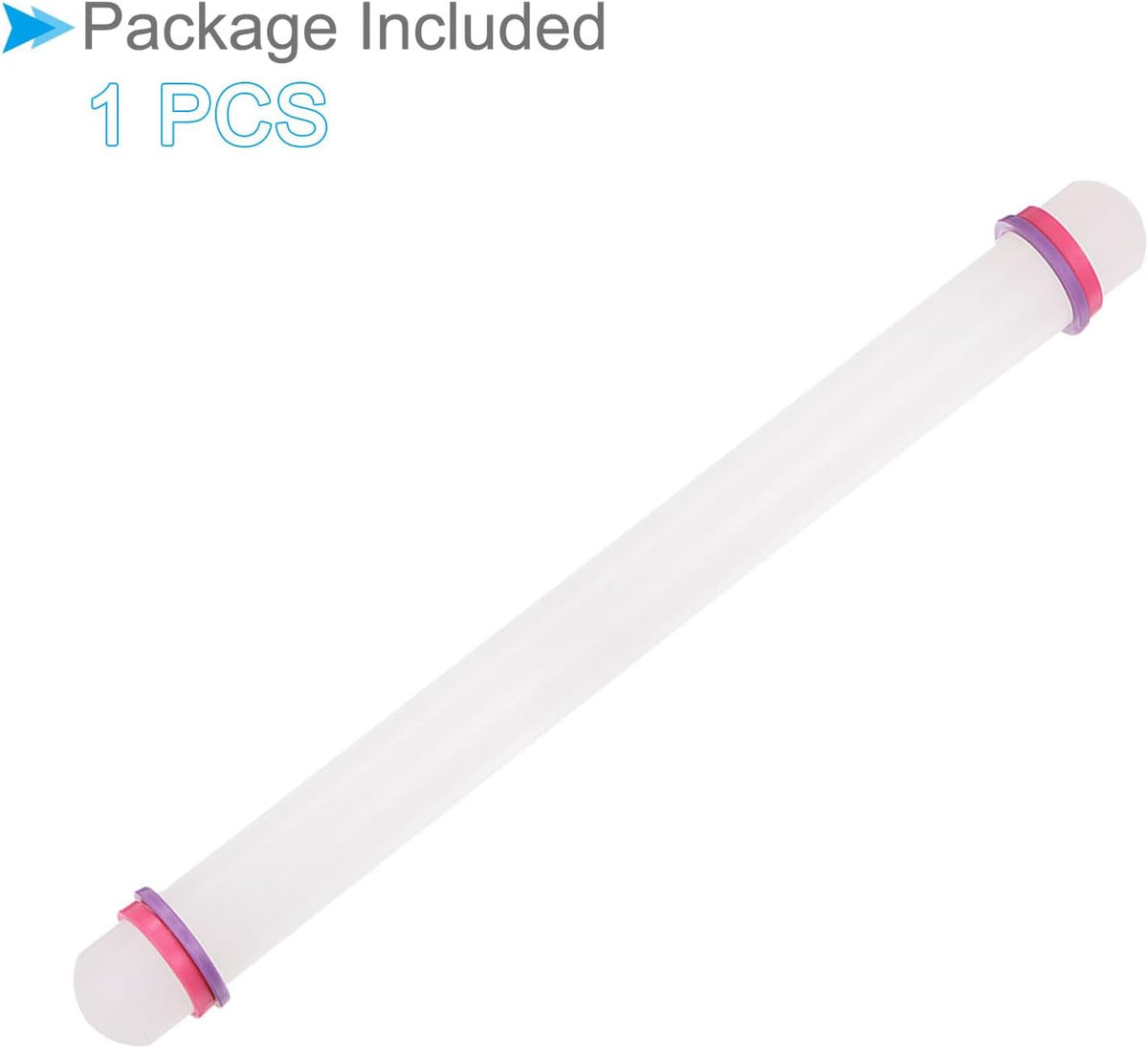 Fondant Rolling Pin, 18" Length, PP Plastic Non-Stick Guide Rings Fondant Roller Dough Roller - (Applications: for Clay Baking Fondant DIY)