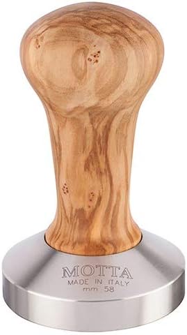 Metallurgica Motta 58 mm Olive Wood Tamper With Flat Stainless Steel Base