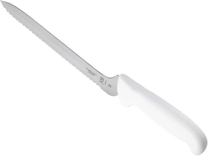 Mercer Culinary Ultimate White, 8 Inch Wavy Edge Offset Utility Knife