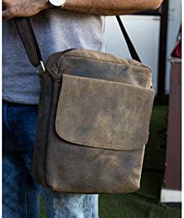 Leather crossbody bag messenger satchel tablet bag 11 inch for men and women