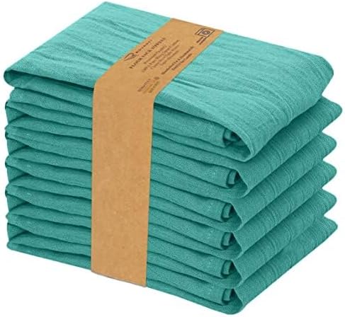 RUVANTI Flour Sack Towels 4 Pack 28x28 Inch, 100% Cotton Tea Towel, Reusable, Machine Washable, Absorbent BarTowels - Dish Cloth Perfect for Drying Dishes & Cleaning - Turquoise