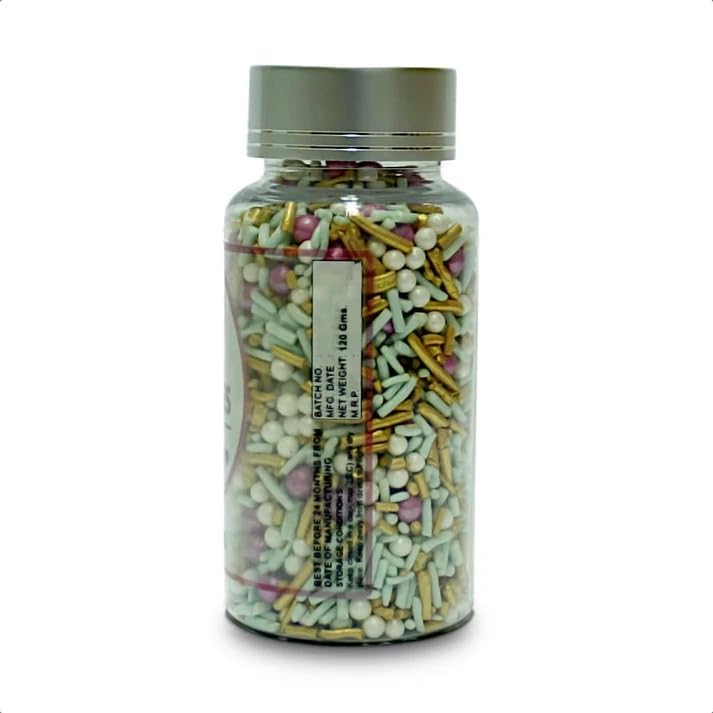 Confect Edible Sprinkles Mix – Gold, Mint, Pink & Pearl Sugar Confetti for Cake Decorating – Colorful Baking Topping for Cupcakes, Cookies, and Desserts | Vegan, Gluten-Free, Soy-Free, Dairy-Free, Palm Oil-Free – 4.2 Oz