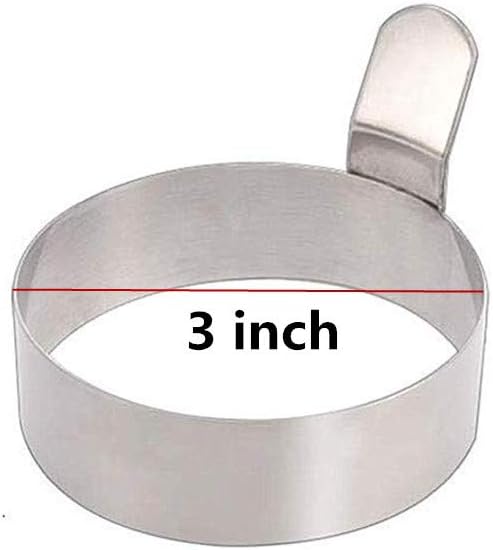 Egg Ring,3 Inch Stainless Steel Omelet Mold Pancake Ring Metal Kitchen Cooking Tool (3 Pack)