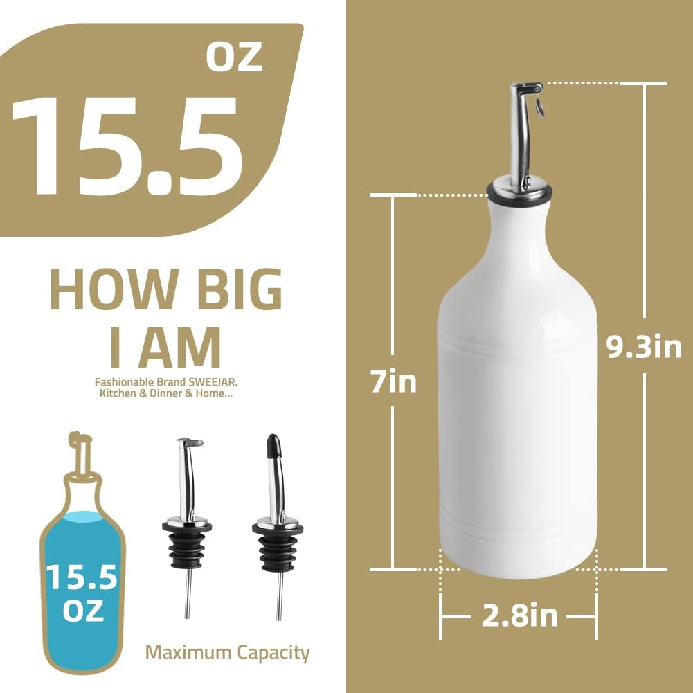 Sweejar Ceramic Olive Oil Dispenser Bottle, Opaque Oil Cruet Protects Oil to Reduce Oxidation, Suitable for Storage Oil, Vinegar, Coffee Syrups & Other Liquids, Pack of 1, 15.5 Fl Oz (Gradient Purple)