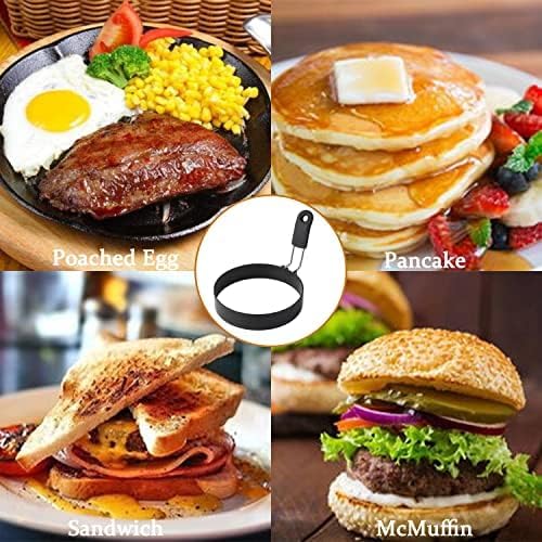 Egg Rings 4 Pcs Large 6" Pancake Molds And 4 Pcs 3.5" Fried Egg Molds Stainless Steel Nonstick Egg Ring for Frying Eggs And Muffins