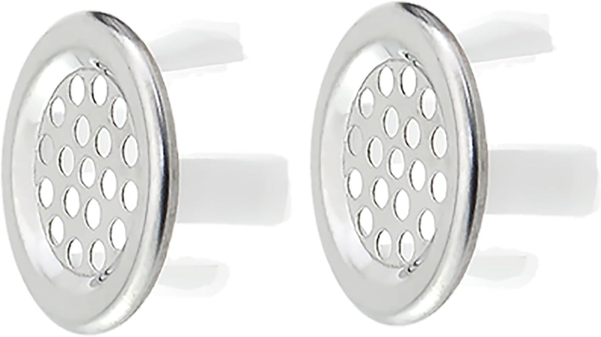 2PCS Kitchen Sink Drain Silver Stainless Steel Basin Overflow Decorative Cover 22-24mm Hole Inside Diameter Insertion Cap