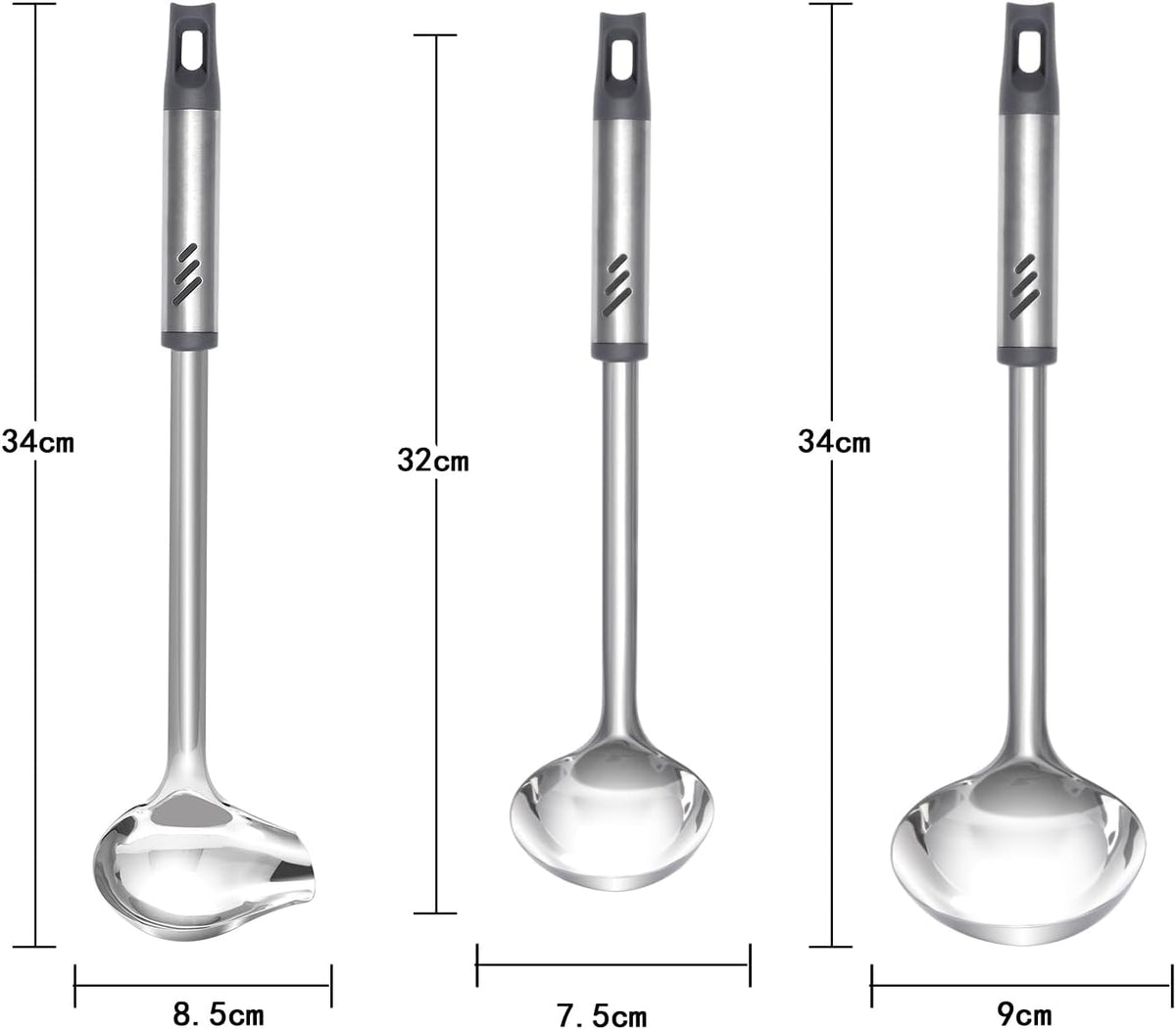 Soup Ladle, 2 oz Ladle Stainless Steel for Serving and Cooking, Small Ladles Spoon with Heat-proof Handle, Durable Construction, 13.4 inch, Silver