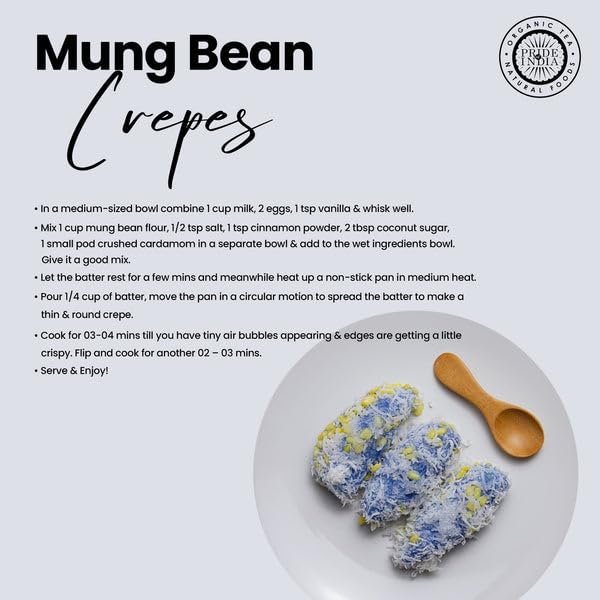 Pride of India - PACK of 6 - Mung Bean Flour 1 lbs (454 gm) Nutty Slightly Sweet Earthy Taste Freshly Milled in Small Batches | Used for Cooking Baking Binding Agent Fritters Noodles Pancakes Bread