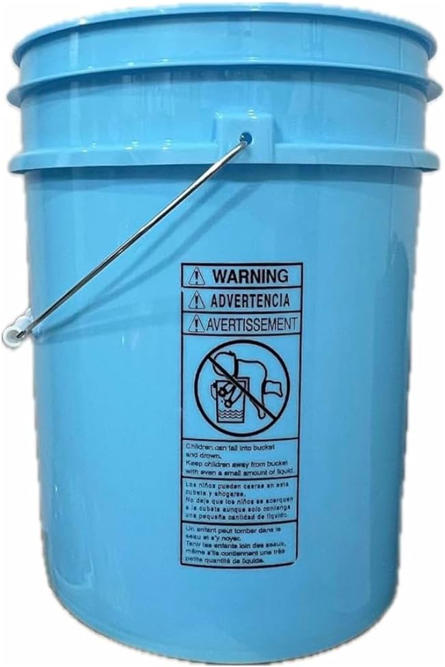 House Naturals 5 Gallon Premium HPDE Plastic Bucket - Made in USA Food Grade Storage Container, BPA Free All Purpose Pail (4, Aqua)