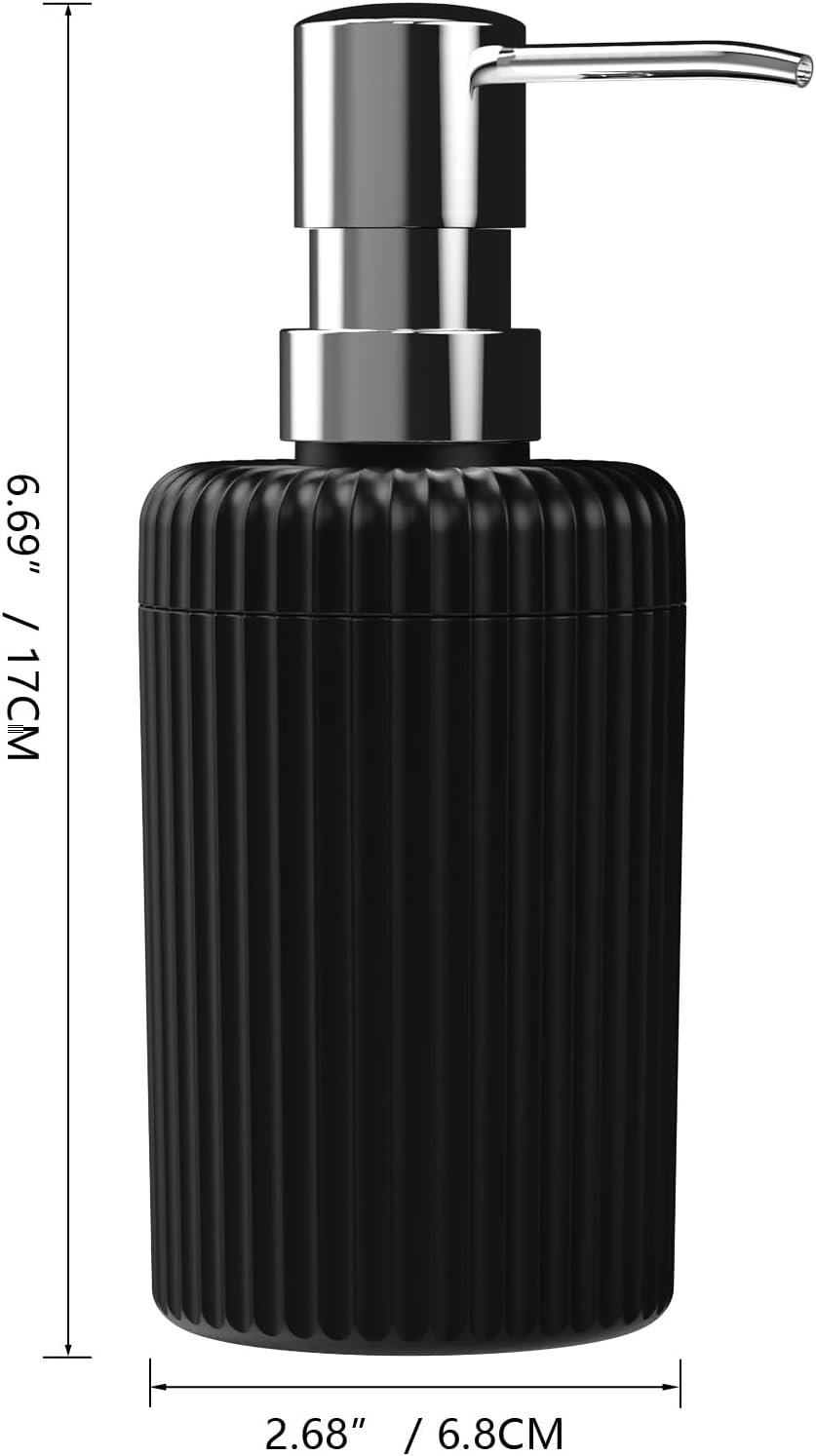 Soap Dispenser for Bathroom,2 Pack Kitchen Hand Soap Dispenser,12oz Modern Minimalist Style Plastic matte black Empty Lotion Dispenser with Refillable Pump,Liquid Bottle for Dish Soap,College Dorm Use