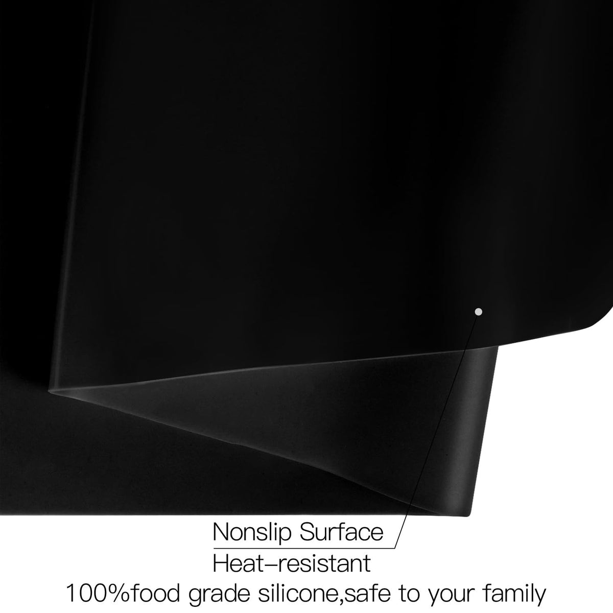 Large Silicone Mats for Kitchen Counter, 27.6 x 19.7'' Countertop Protector Mat Heat Resistant Mat for Air Fryer, Non-Slip Table Placemat for Kids, Nonstick Black Silicone Mat for Baking Pastry, 1Pcs