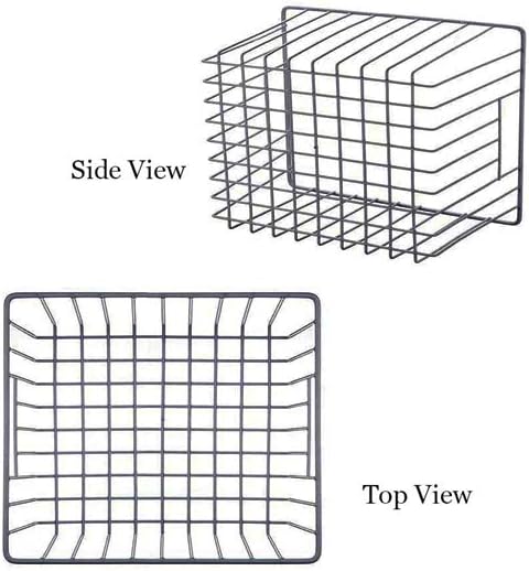 Slideep Wire Metal Basket Bin Storage Baskets Modern Farmhouse Food, Vegetable, Shampoo, Clothes, Fruits Storage Organizer Basket for Kitchen Pantry Bathroom Black 3 Packs