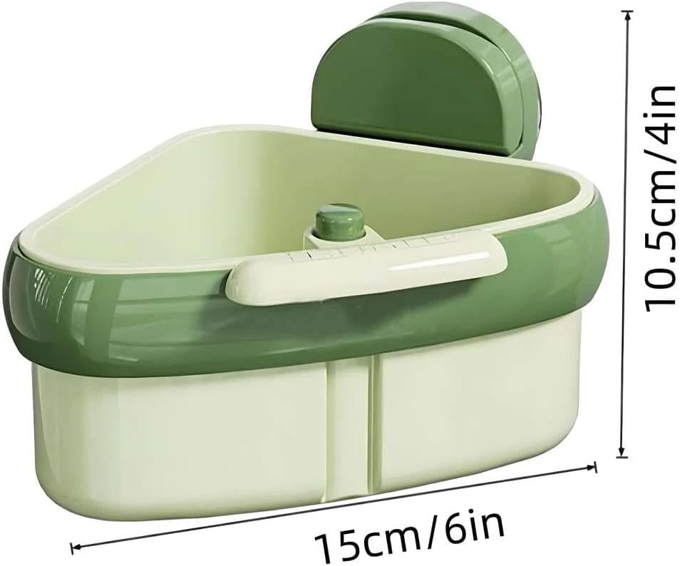 Corner Sink Strainer, 2025 New Upgraded Suction Cup Press Sink Drainer Basket, Automatic Dumping Suction Cup Corner Sinks, Triangle Plastic Sinks Food Catcher Kitchen Faucet Sponge Storage Rack