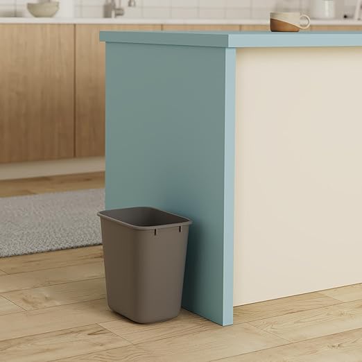 Rubbermaid Commercial Products Deskside Wastebasket/Trash Can, 3.25-Gallon/13-Quart, Gray, Plastic, for Bedroom/Bathroom/Office, Fits Under Desk/Sink/Cabinet