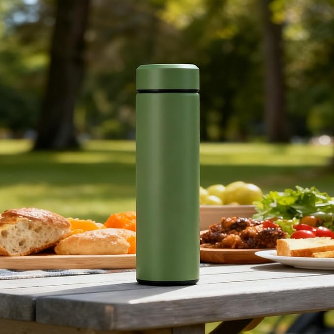 PARACITY Insulated Water Bottle, 15 oz Stainless Steel Water Bottles, Double Wall Vacuum Hot Drinks, Metal Water Bottle Keeps (green)