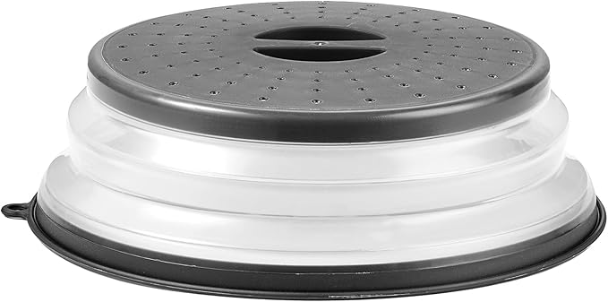VEVOR Microwave Splatter Covers, 2 Pack 10.4" Collapsible Microwave Lid for Food, 300°F Heat-Resistant PP Splatter Guard for Plate Dish, Multi-Use Kitchen Colander Gadget for Washing Fruits Vegetables