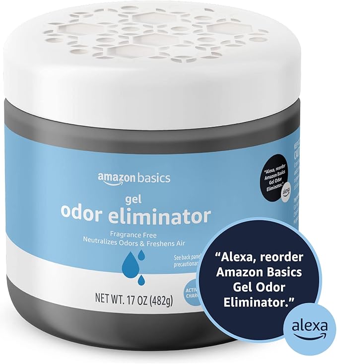 Amazon Basics Odor Eliminator, Gel, Activated Charcoal | Fragrance Free | 17 Oz | Pack of 2