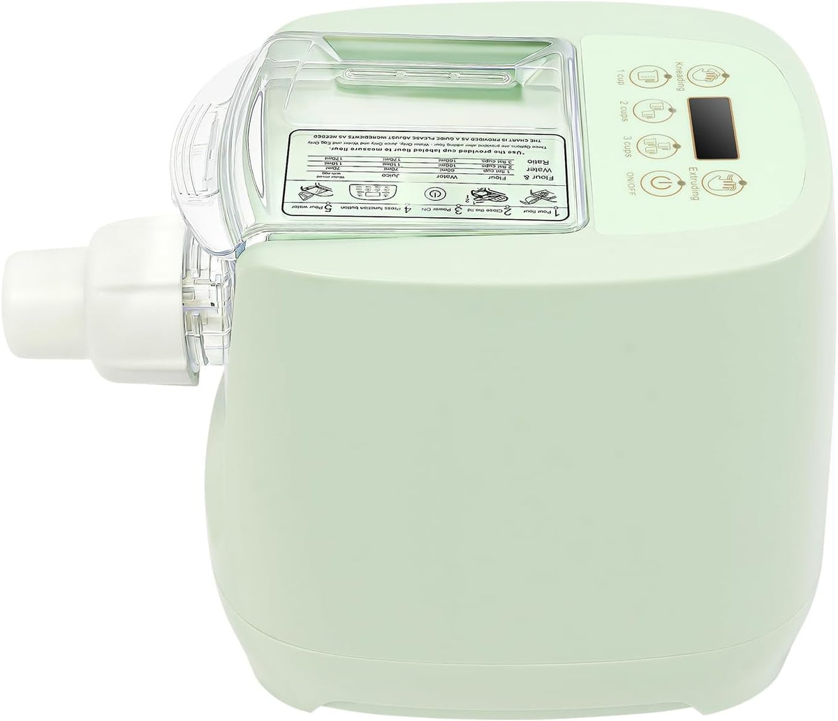 110V 260W Green Electric Pasta Maker Machine,Automatic Roller Noodle Maker Dumpling Skin Dough Machine with 13 Molds for Home Kitchen Use