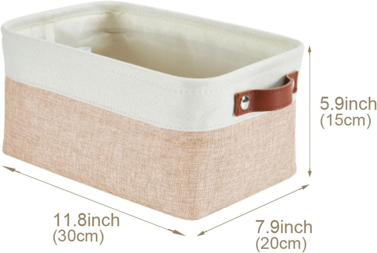 DECOMOMO Small Storage Basket, Closet Storage Bins, Baskets for Organizing Shelves (Beige & White, Small - 6 Pack)