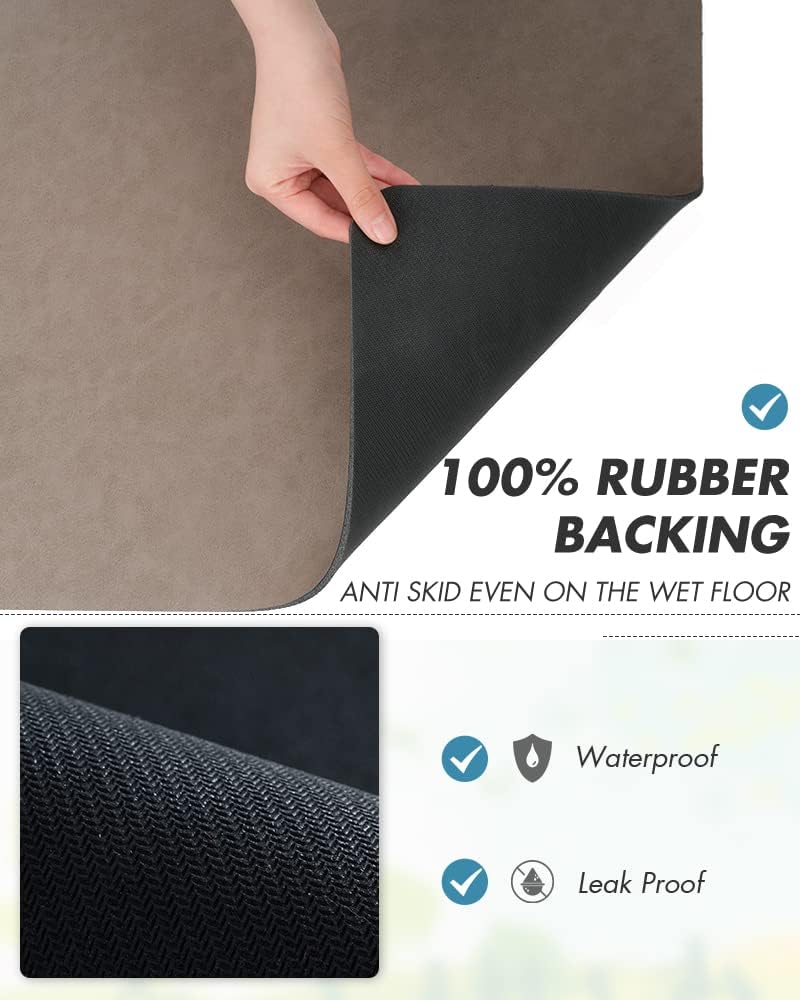 AMOAMI Coffee Mat Hide Stain Rubber Backed Absorbent Dish Drying Mat for Kitchen Counter - Fits Under Coffee Maker or Machine
