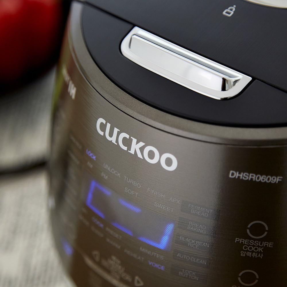 CUCKOO CRP-DHSR0609FD 6-Cup (Uncooked) / 12-Cup (Cooked) Induction Heating Pressure Rice Cooker with Nonstick Inner Pot, 21 Menu Modes, Fuzzy Logic Tech, 3 Voice Guide, Auto Clean (Dark Grey)