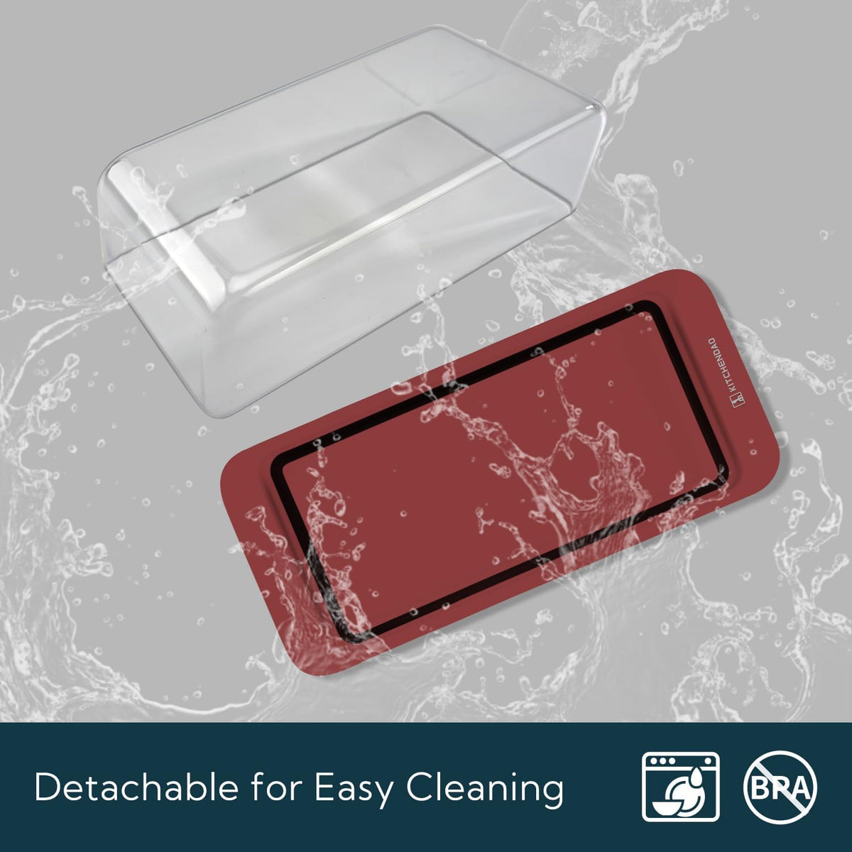 KITCHENDAO Airtight Butter Dish with Lid for Countertop and Fridge, Dishwasher Safe, BPA Free Wide Plastic Butter Keeper for 2 Sticks East Coast/West Coast/European Style/Kerrygold Butter, Red