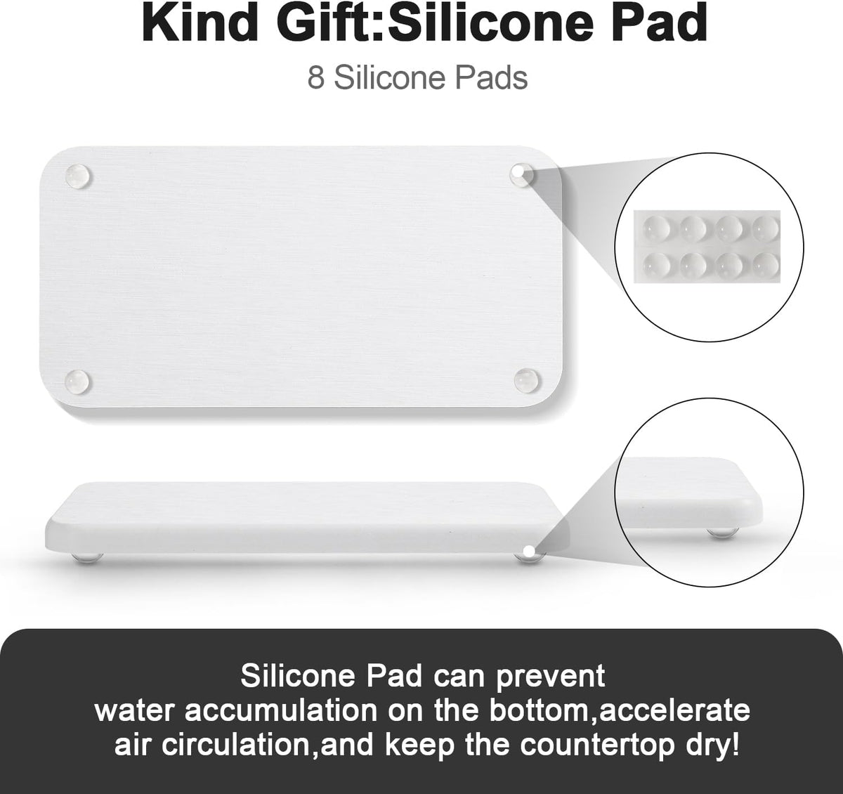 Water Absorbing Stone Tray for Sink | Quick Drying Diatomaceous Earth Coasters | Soap Dish Holder & Toothbrush Holder for Bathroom Counter | Hand Soap & Plant & Toiletries | White 2 Pack
