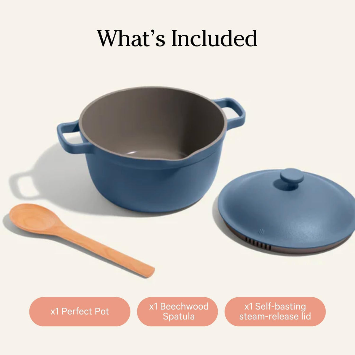 Our Place Perfect Pot -Mini 2.5Qt Nonstick Ceramic Sauce Pan with Lid | Versatile Cookware for Stovetop and Oven | Steam, Bake, Braise, Roast | PTFE & PFOA-Free | Toxin-Free, Easy to Clean | Blue Salt
