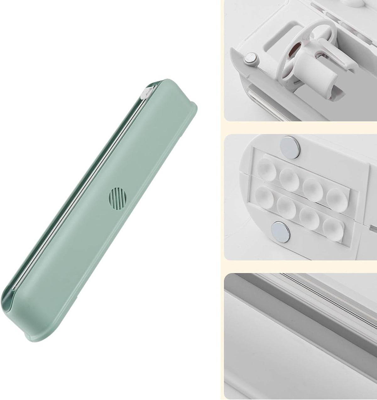 Mount Magnetic Refillable Plastic Wrap Dispenser with Cutter,Food Cling Wrap Film Cutter,Tin Aluminum Foil Dispenser,Slide Chic Parchment Paper Dispenser, Fit 12" X 300 Feet Plastic Wrap - Green