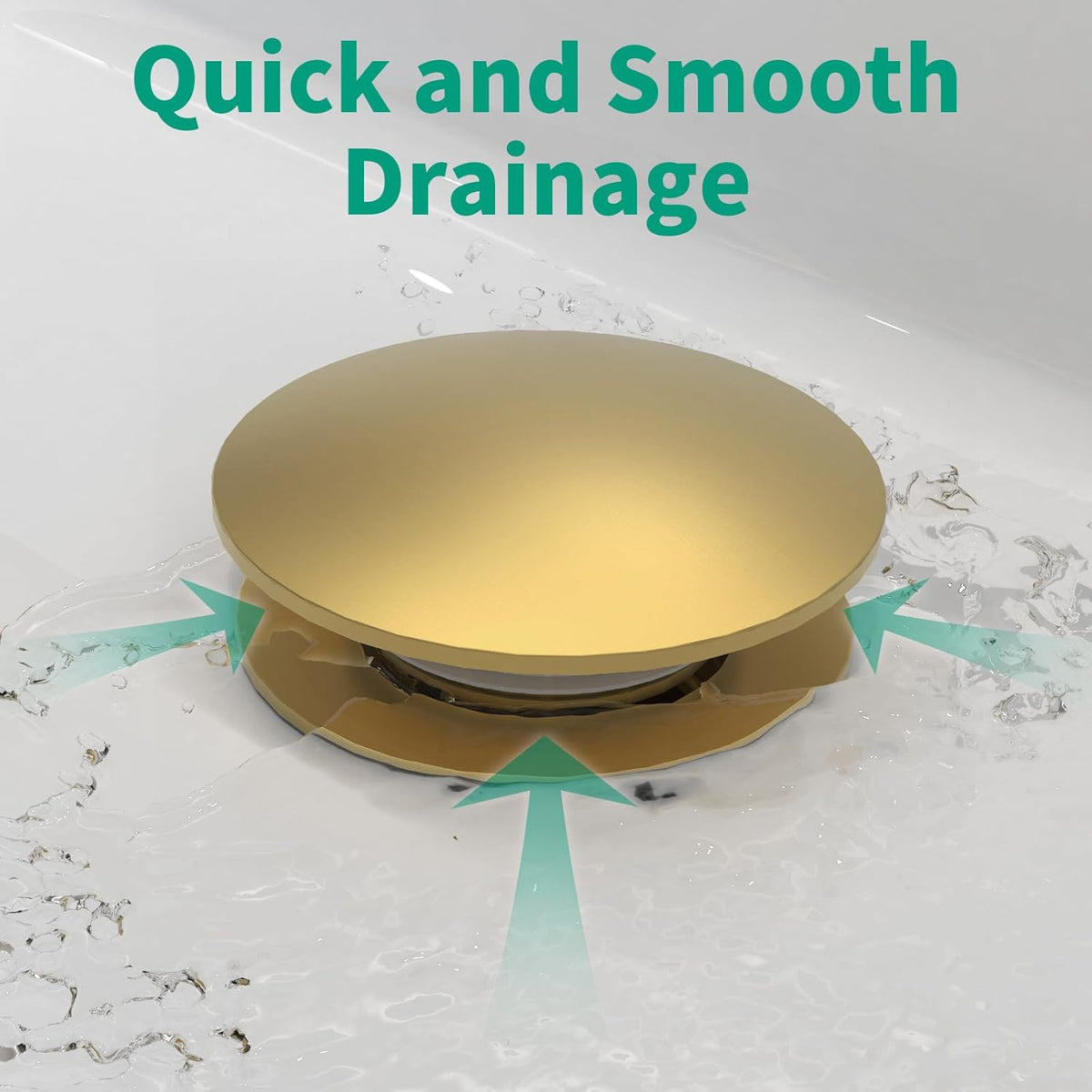 Bathroom Pop up Drain with Overflow, Anti-Clogging Vessel Sink Drain Strainer, Pop Up Drain with Detachable Basket, Hair Catcher Bathroom Sink Drain Stopper (Brushed Gold, with Overflow)