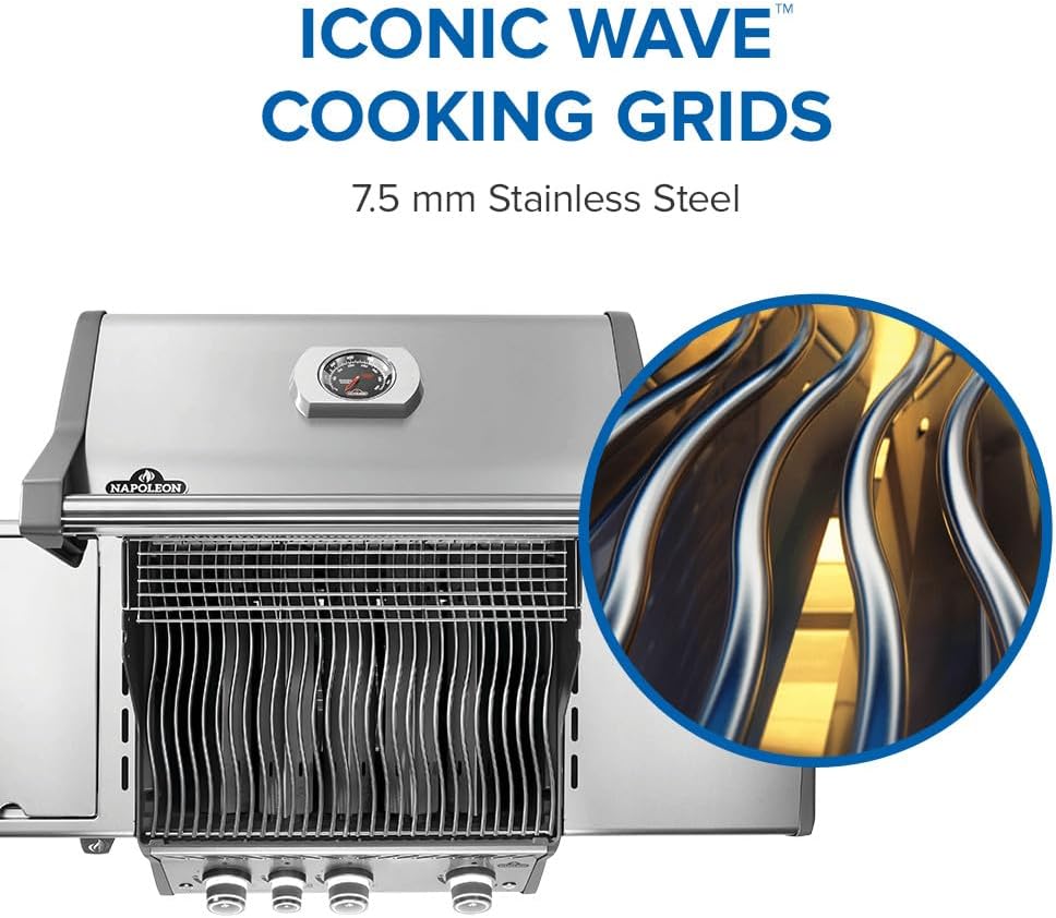 Napoleon Rogue PRO 425 Propane Gas Grill with Infrared Side Burner, Stainless Steel, Durable 4-Burner BBQ
