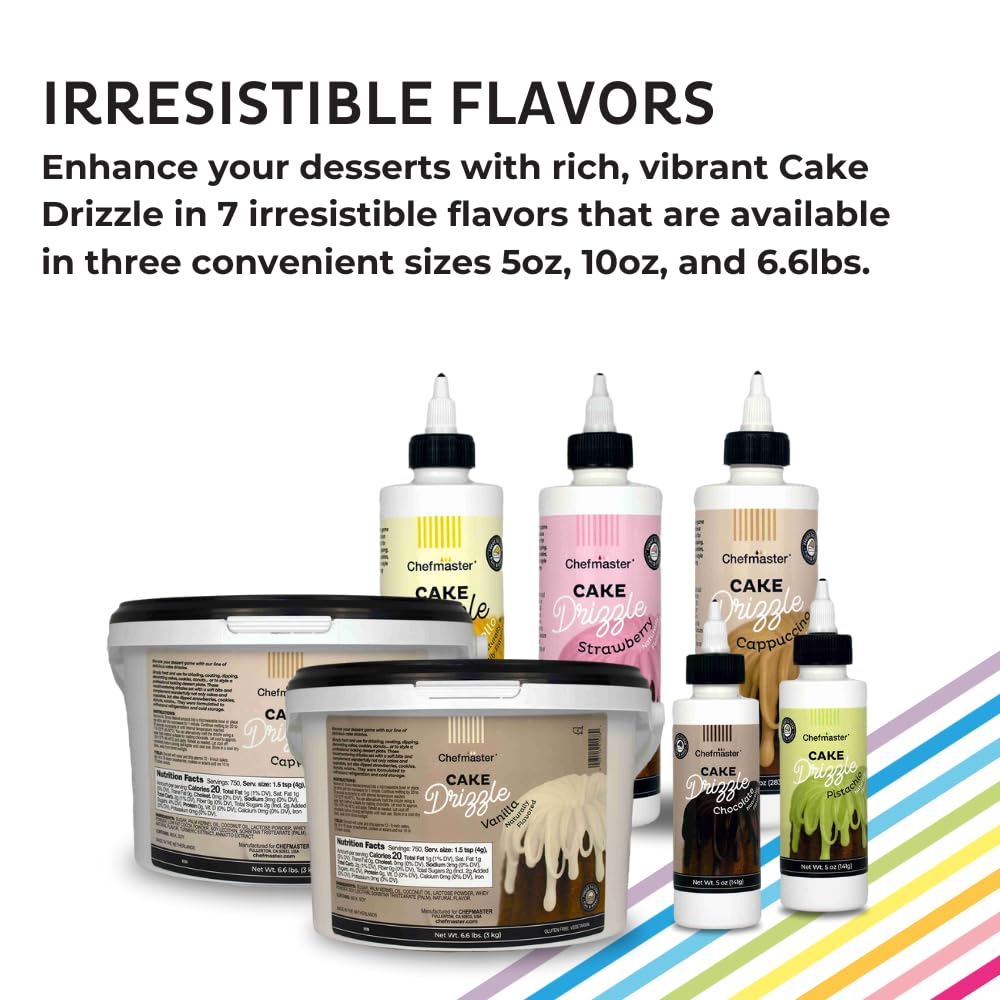 Strawberry-Flavored Cake Drizzle by Chefmaster, Edible Cake Drip Frosting for Decorating, Drip for Cakes, Cupcakes, Cookies, Donuts, 5 oz
