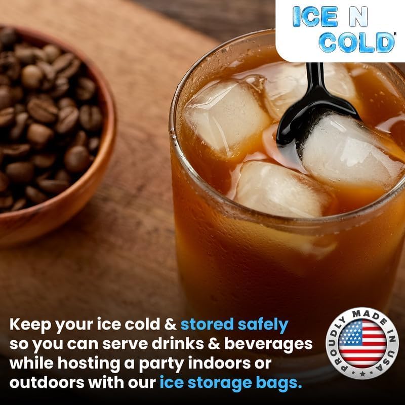 Ice Bags with Drawstring Closure | 10lb, 600ct/cs | 41 mic Thickness | Portable Storage and Freezer Keeper