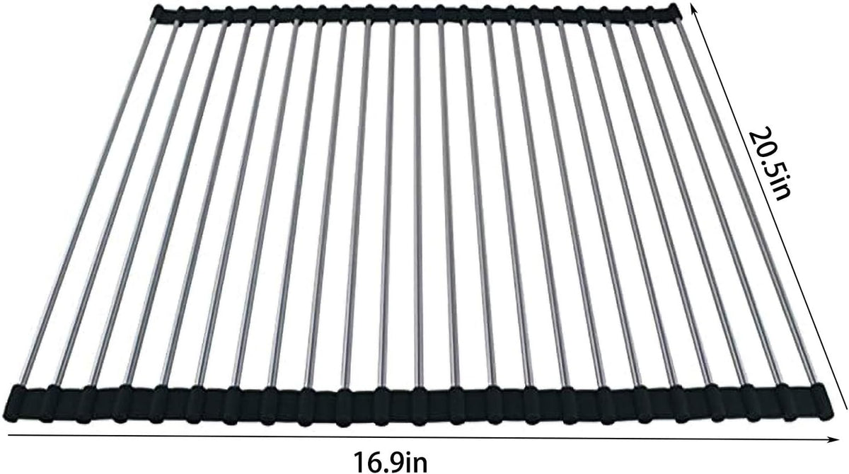 Ahyuan Roll up Dish Drying Rack Over The Sink Kitchen Roll up Sink Drying Rack Portable Dish Drainer Foldable Dish Drying Rack (Black, 20.5''X16.9'')