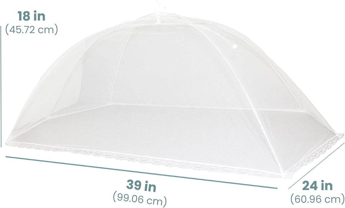 Simply Genius Food Tents for Outdoor Serving - 2-Pack Extra Large 39 in x 24 in, White - Mesh Cover & Foldable Nets for Outdoor Entertaining & Party Supplies, Picnic & Backyard Essentials