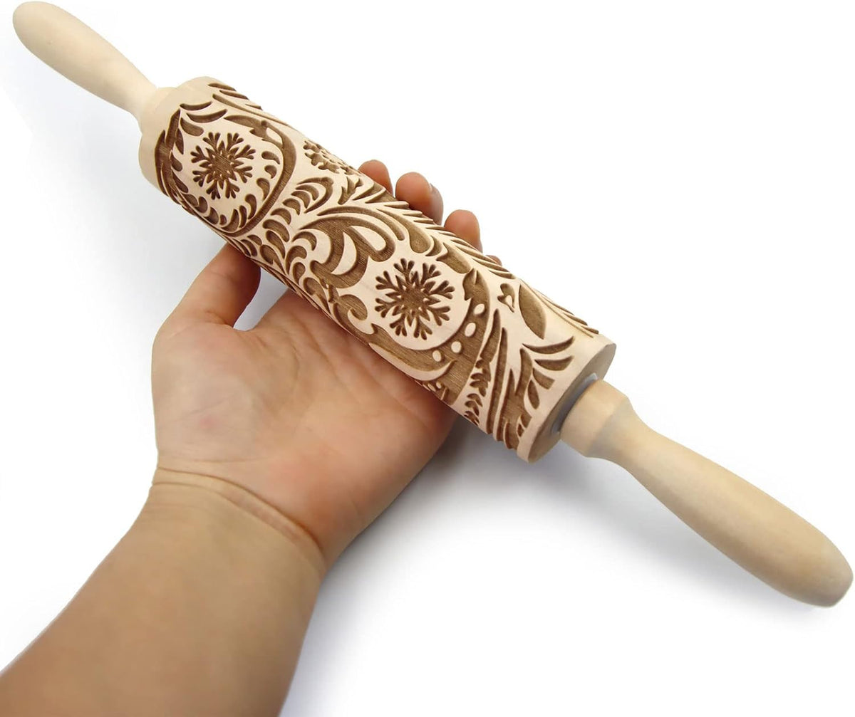 Embossed Wisteria 1 Rolling Pins - Patterned, Flower, Engraved, 3D for Wedding, Holiday, Christmas, Mother, Friends