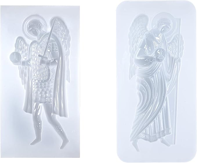 Art Molds for Polyclay Air Dry Clay Plaster, 2 Carved Archangel Symbols