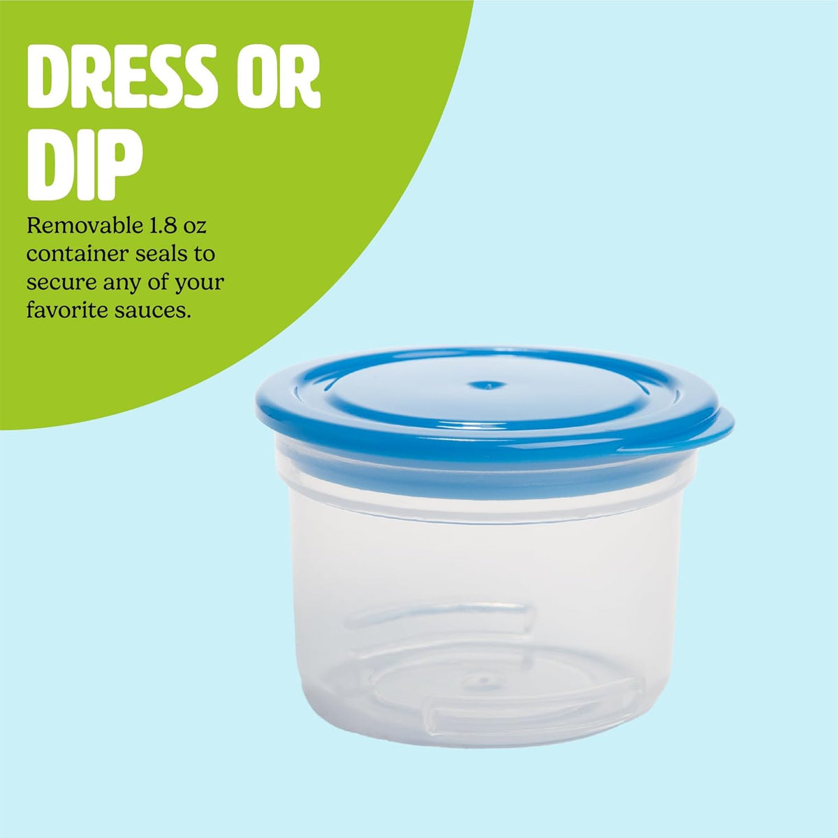 Tasty Travel Snack Cups with Spoons, On-The-Go Snacking, Divided Compartments, Great for Nuts, Cereal, Granola, Yogurt and More, Made Without BPA, 2-Pack, Blue