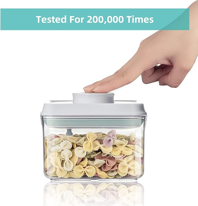 Ankou Airtight Food Storage Container - 0.32 QT (380ml Small Pop Up Food Containers With Lids, Bpa Free Stackable Container for Sugar Tea Candy- 8 Labels - Clear