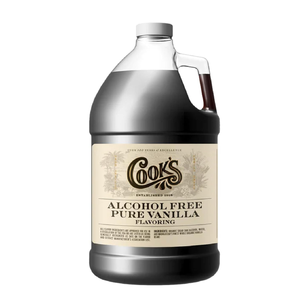 Cook's, Cookbook Alcohol Free Pure Vanilla Flavor Extract, Full Vanilla Fragrance With No Alcohol Afternotes, 128 Ounces (1 Gallon)
