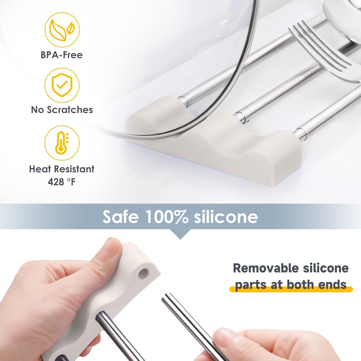 Tomorotec Adjustable Over-The-Sink Kitchen Rack for Dishcloths, Sponges, Bottles and Brushes - Heat-Resistant Stainless Steel with Slim, Expandable Design and Multifunctional Silicone Holder