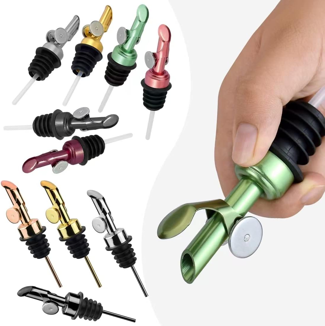 MEETSWEET Olive oil dispenser spout, pour spouts,304stainless steel automatic opening and closing spout, leak-proof, for olive oil, vinegar, wine and other liquid bottles (304rose)