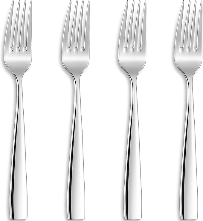 KEAWELL Premium 4-Piece Louis Dinner Fork, 18/10 Stainless Steel, Set of 4, Fine Fork Set with Squared Edge, Dishwasher Safe (8.3 inches)