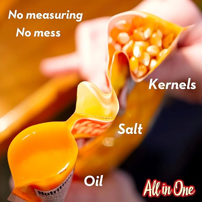 JOLLY TIME All in One Popcorn Kit, Portion Packets with Kernels, Oil and Salt for Movie Theater or Air Popper Machines (24 pack, 8oz Kettle)