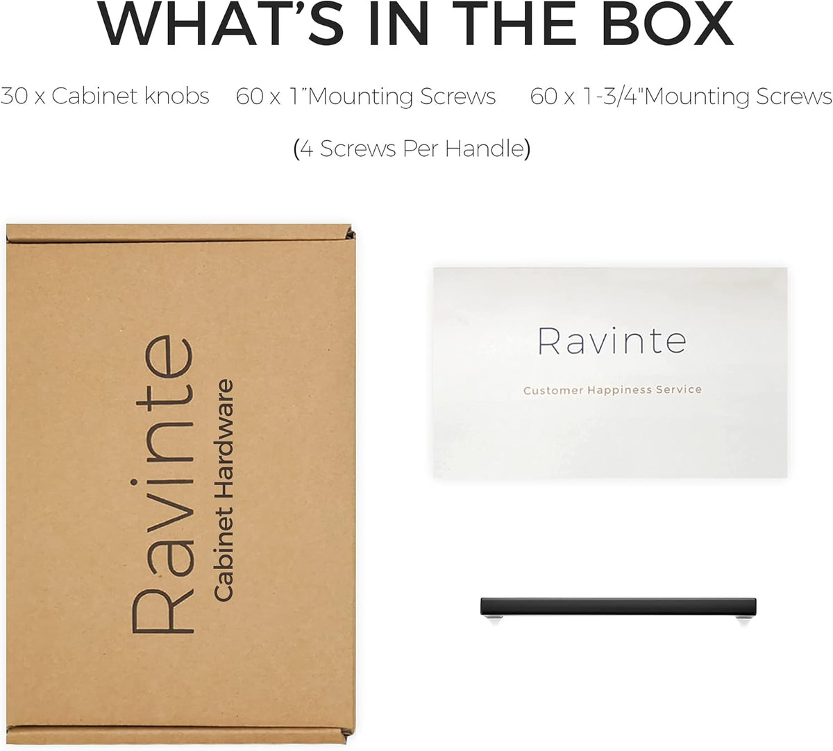 Ravinte 30 Pack Solid 5 Inch Center to Center Slim Square Bar Drawer Handles for Kitchen Cabinet Hardware Matte Black