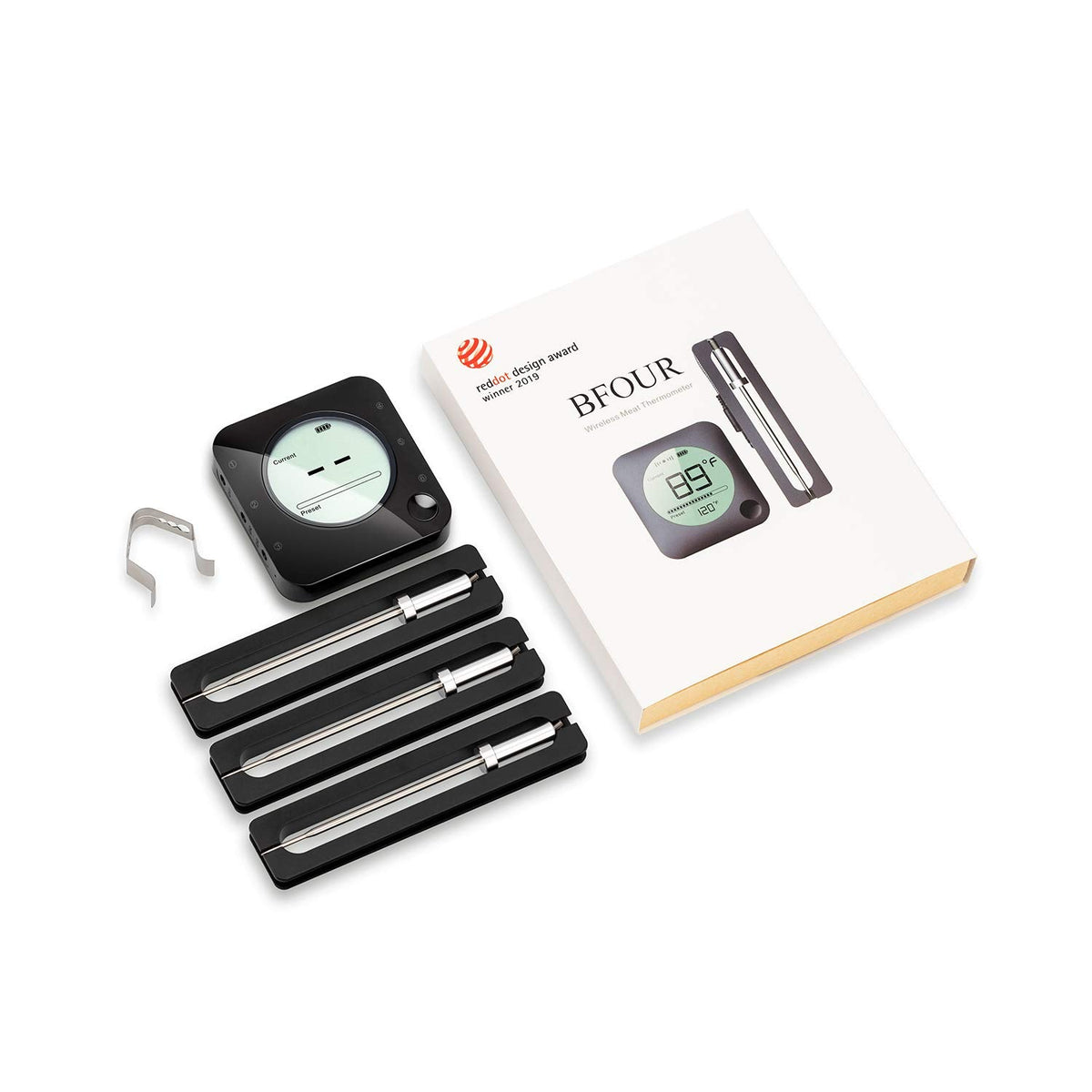 BFOUR Bluetooth Meat Thermometer Wireless Grill Thermometer with 3 Probes, Premium Digital Meat Thermometer Food Thermometer Timer Alarm for Smoker, Grill, Oven, Kitchen, Cooking, BBQ