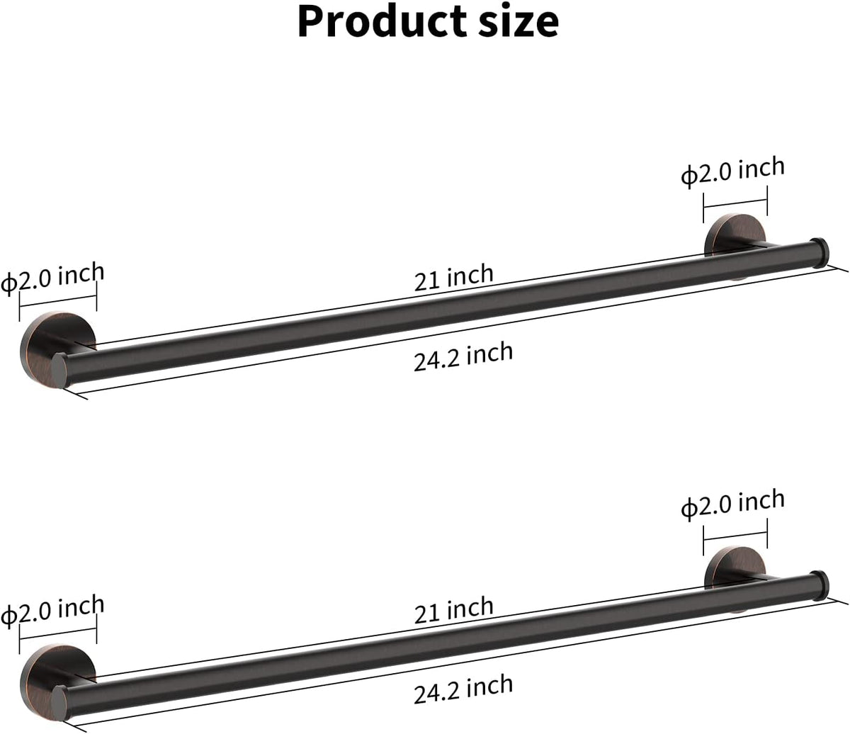 Cilee 2 Pieces Oil Rubbed Bronze Towel Bar Set, Hand Towel Holder Bathroom Hardware Set,24 Inch Towel Racks for Bathroom,Stainless Steel Wall Mount