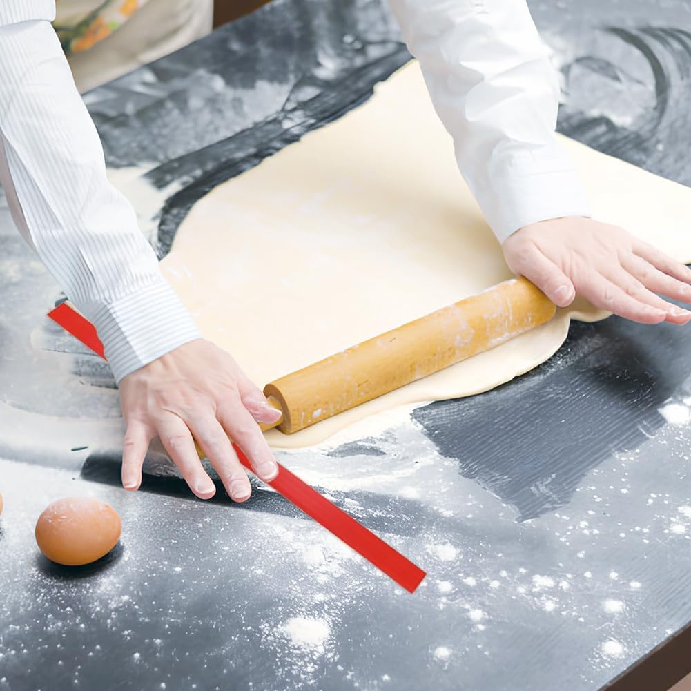 Measuring Dough Strips, Silicone Measuring Dough Strip, Rolling Pin Guide Silicone, Leveler Sticks Ruler Strips Guides Thickness Rails Non Stick Baking Strip for Biscuits Noodles Kitchen 6Pcs