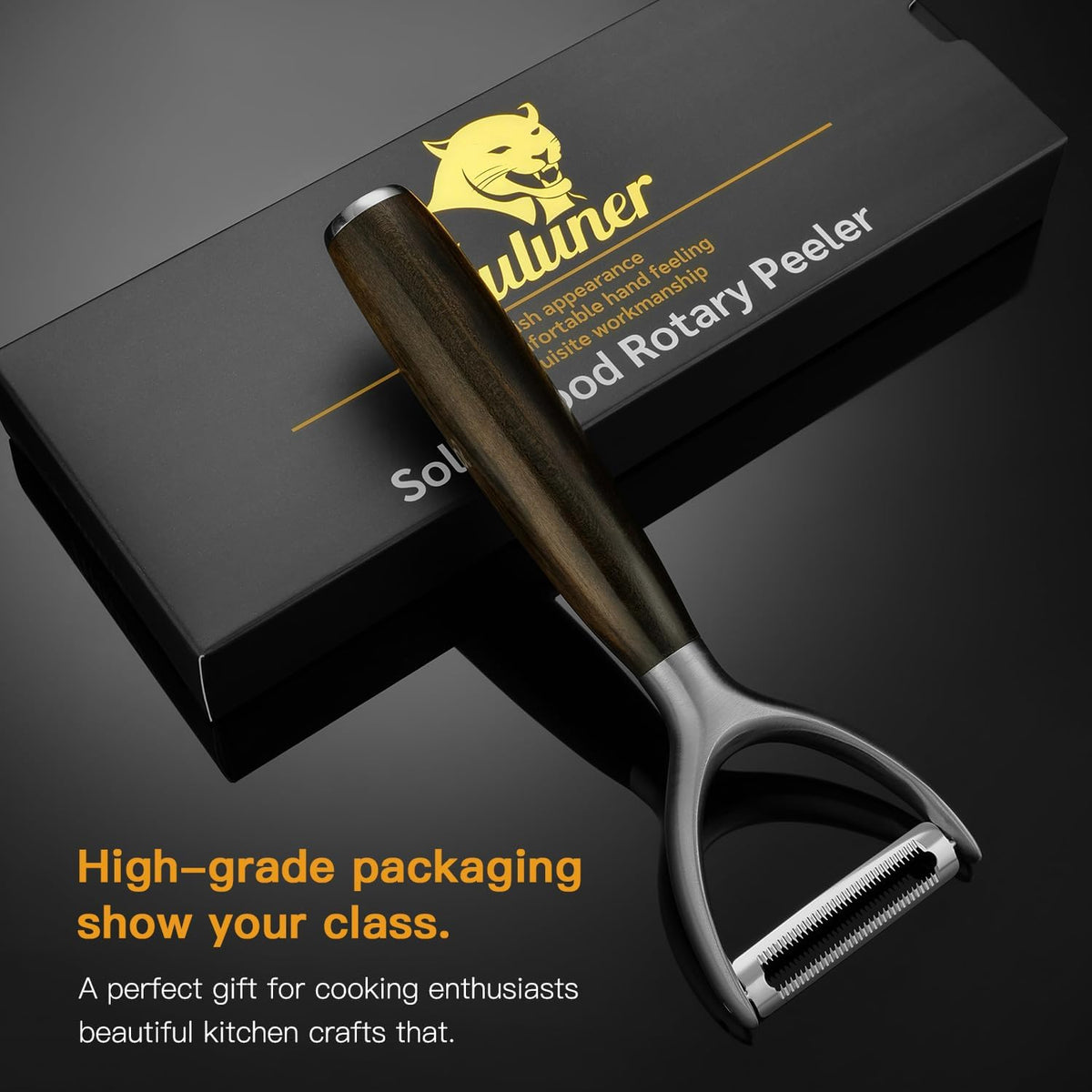 Serrated Blade Premium Y Type 304 Stainless Steel Multifunctional Kitchen Peeler Real Wood Handle Ultra Sharp Blade Vegetable Potato Apple(Agarwood)