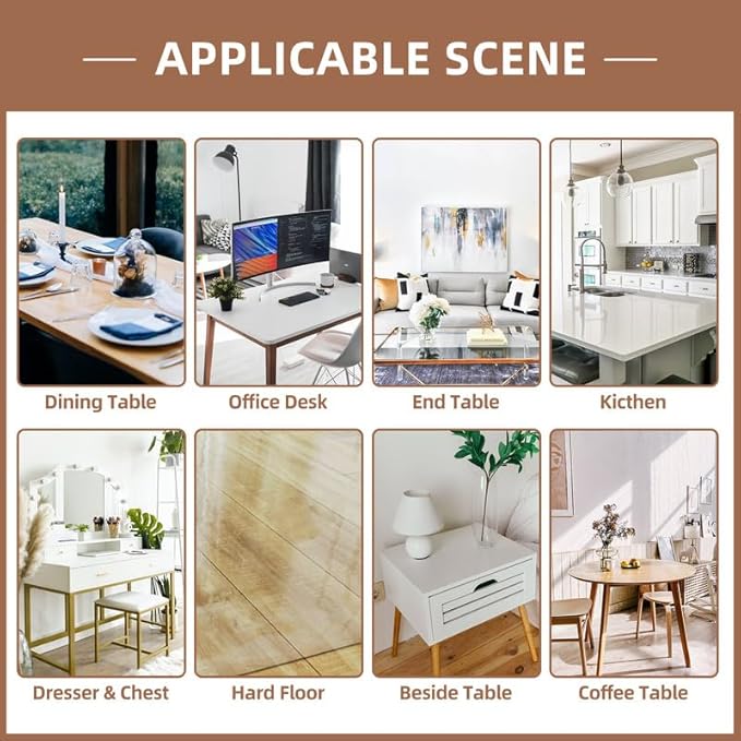 Warmstar Clear Table Cover Protector 42 x 72 Inch,1.5mm Thick Plastic Table Cover Rectangle,PVC Clear Table Protector,Desk Protector Mat for Kitchen, Dresser, Writing Desk,Dining Room Table